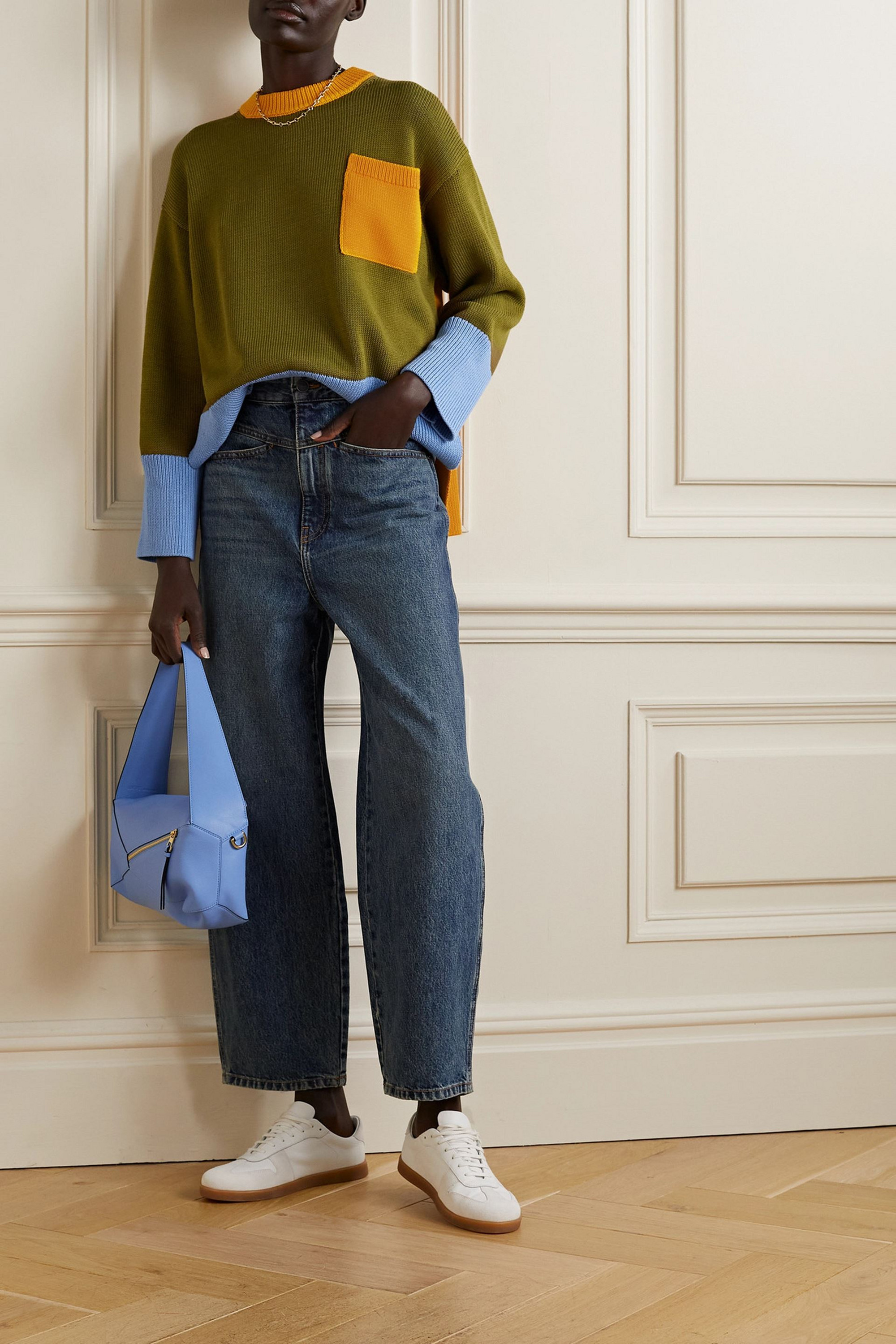 LAFAYETTE 148 Color-block cotton and silk-blend sweater