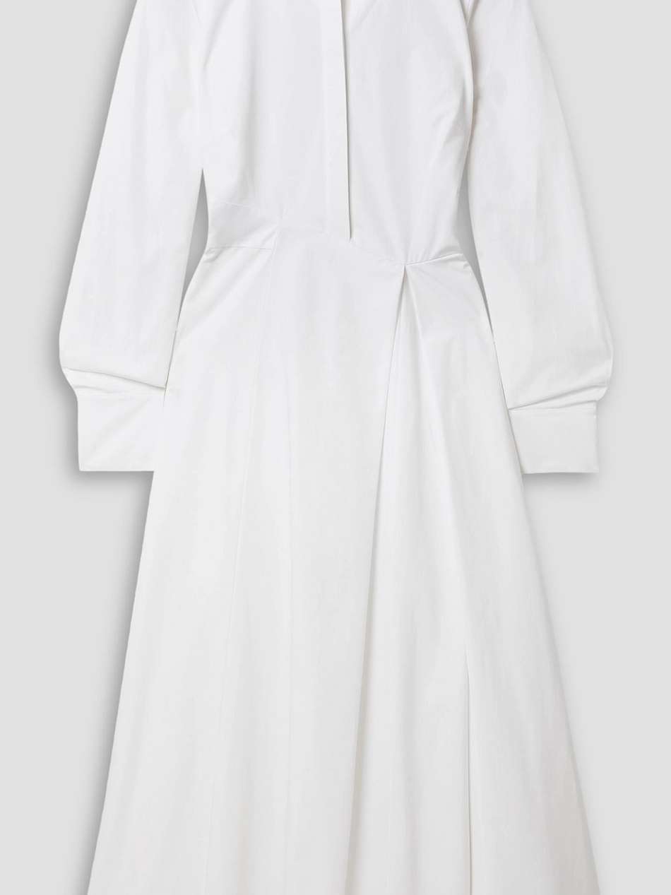 draped cotton-poplin midi shirt dress