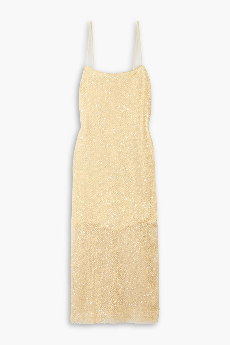Jason Wu Collection Sequined Open-knit Midi Dress In Pastel Yellow