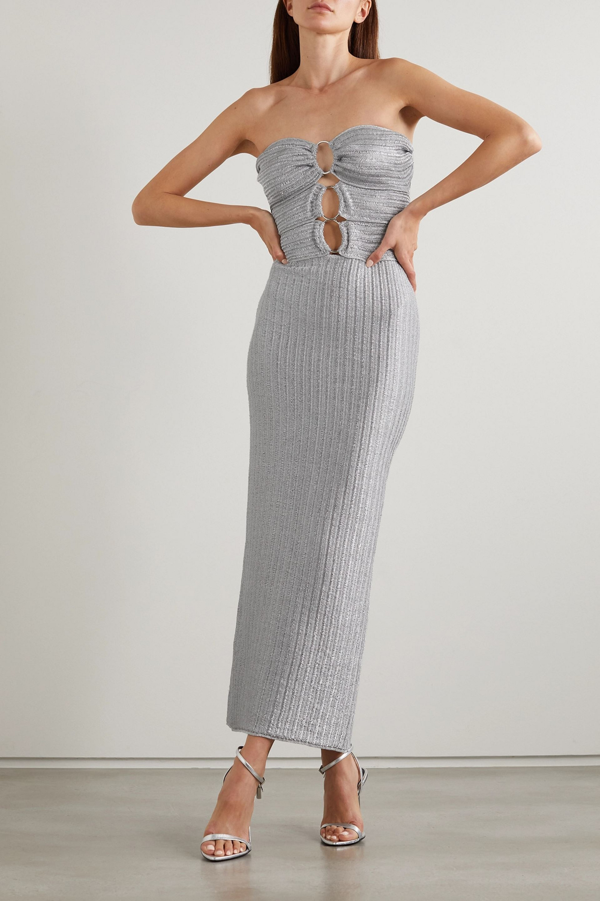 Tom Ford Strapless cutout embellished metallic cotton-blend gown