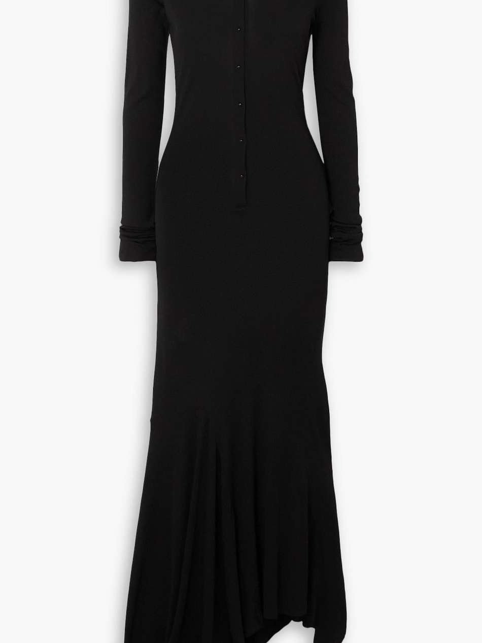asymmetric jersey maxi dress