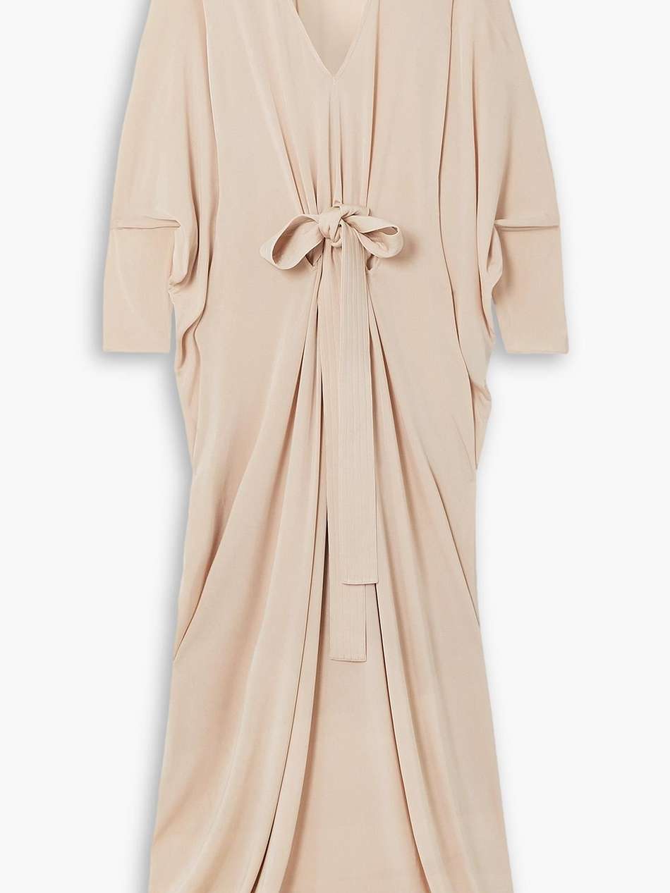belted jersey gown