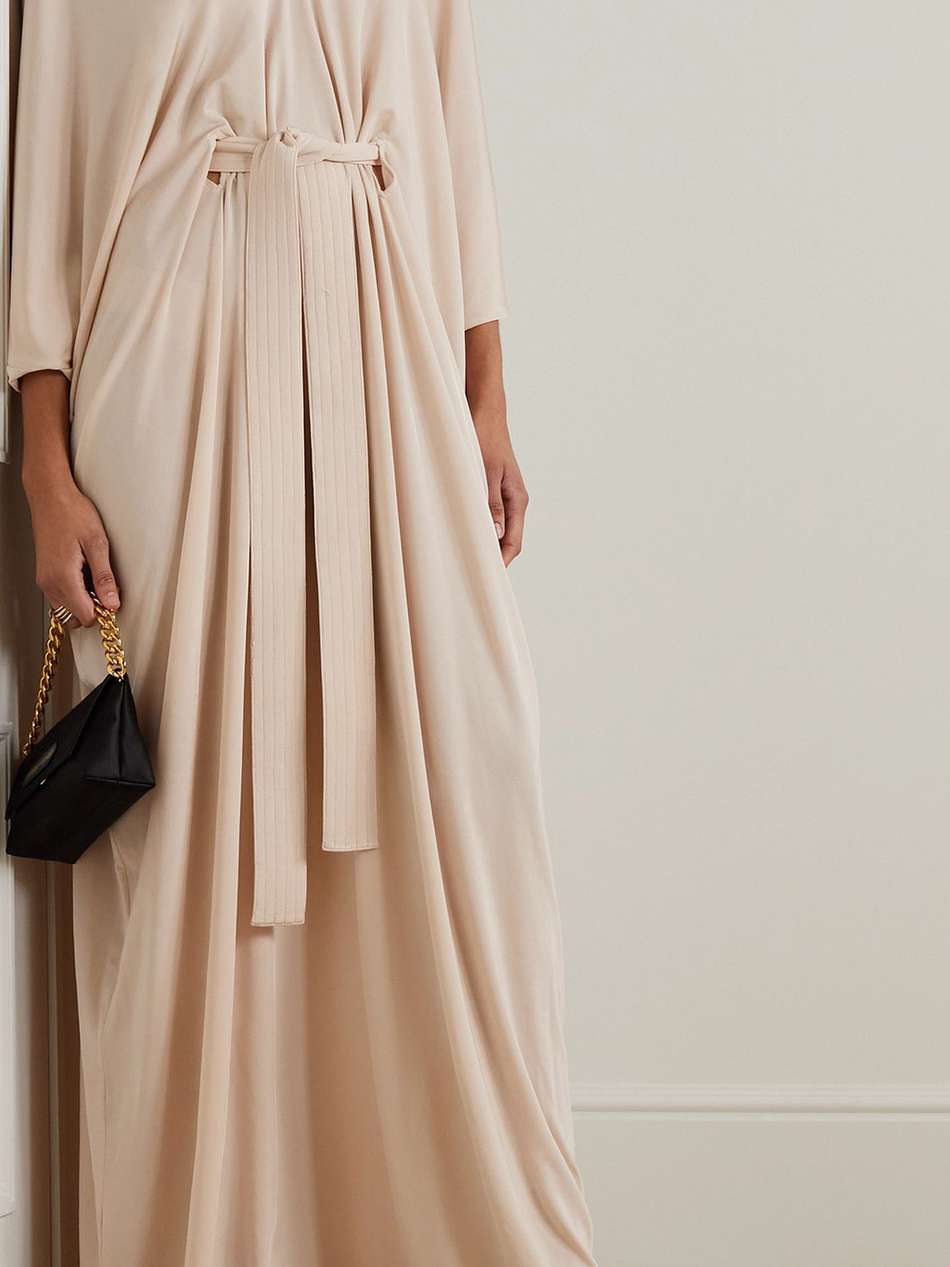 belted jersey gown