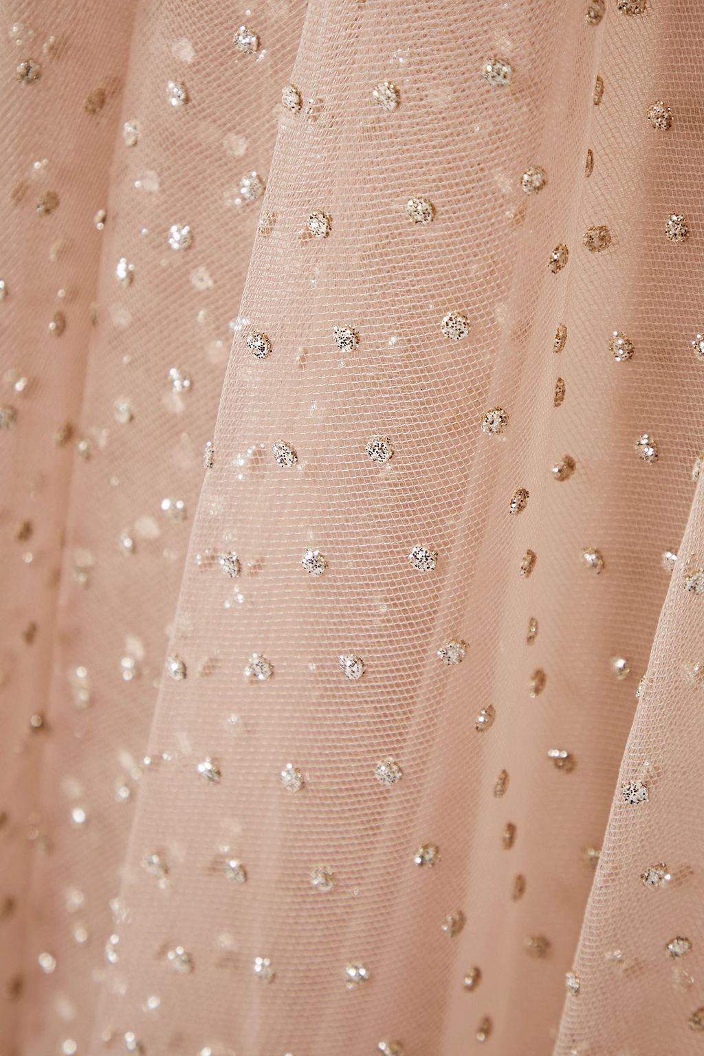 MONIQUE LHUILLIER グリッタードチュールギャザードミディワンピース