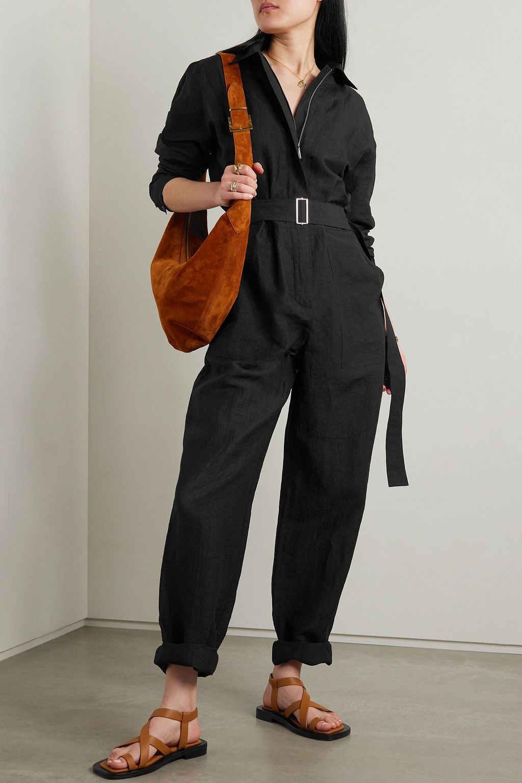 LAFAYETTE 148 Tulane Jumpsuit aus Ripstop aus einer Leinenmischung mit Gürtel