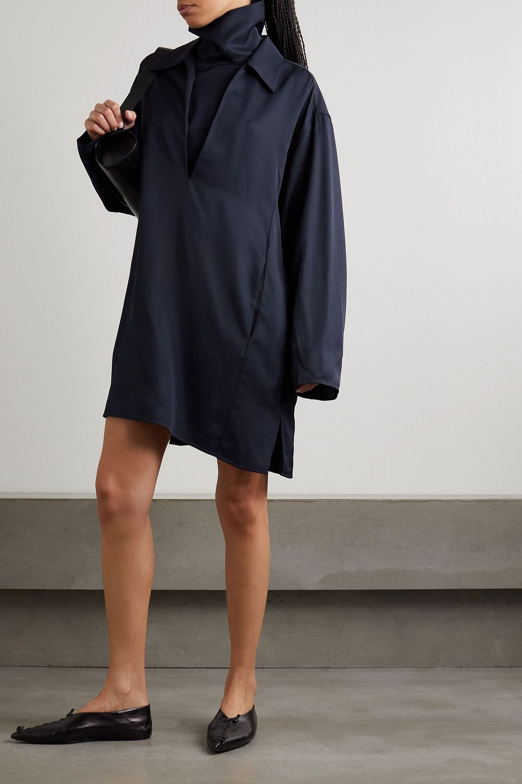 JIL SANDER 오버사이즈 레이어드 트윌 미니 드레스