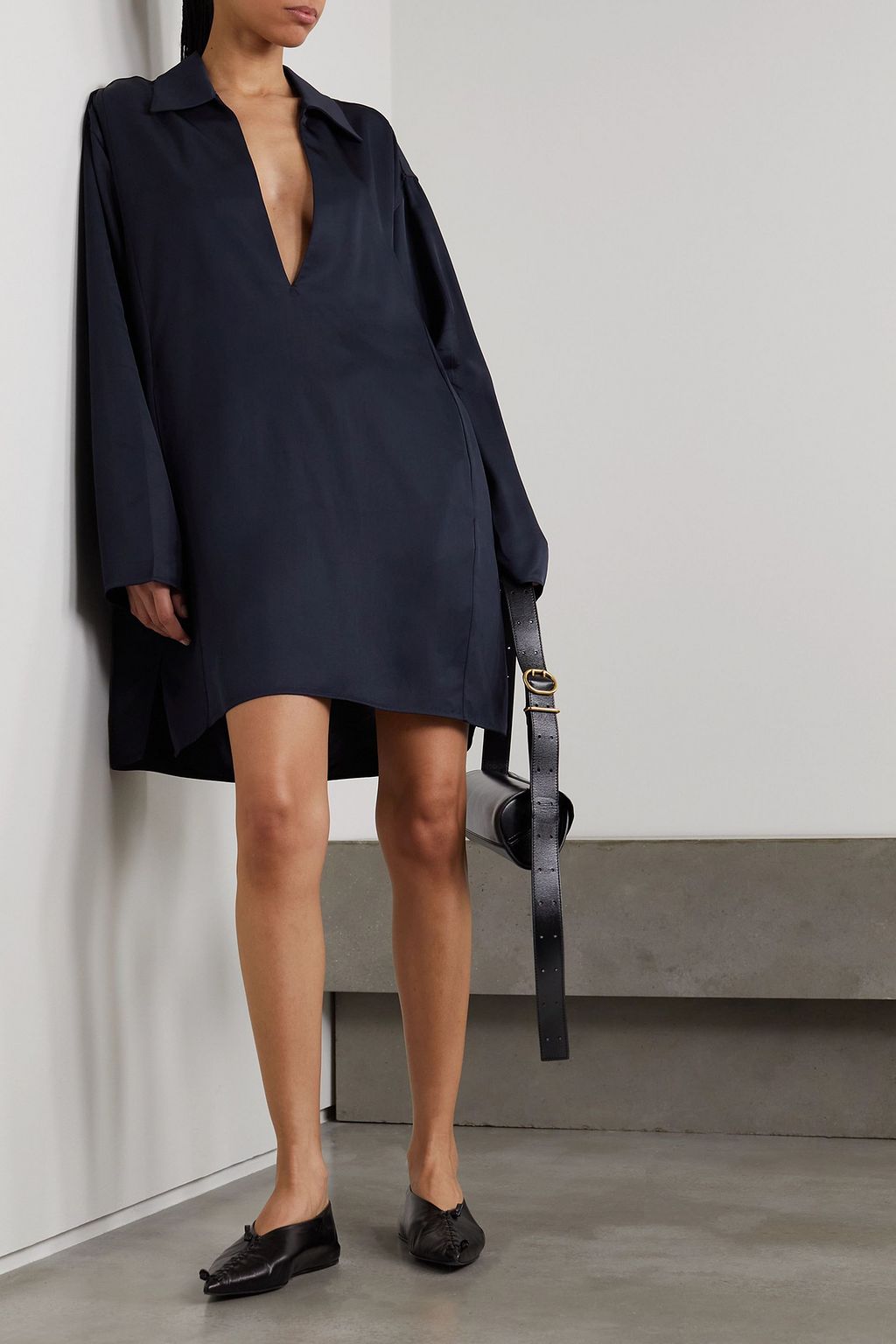 JIL SANDER 오버사이즈 레이어드 트윌 미니 드레스