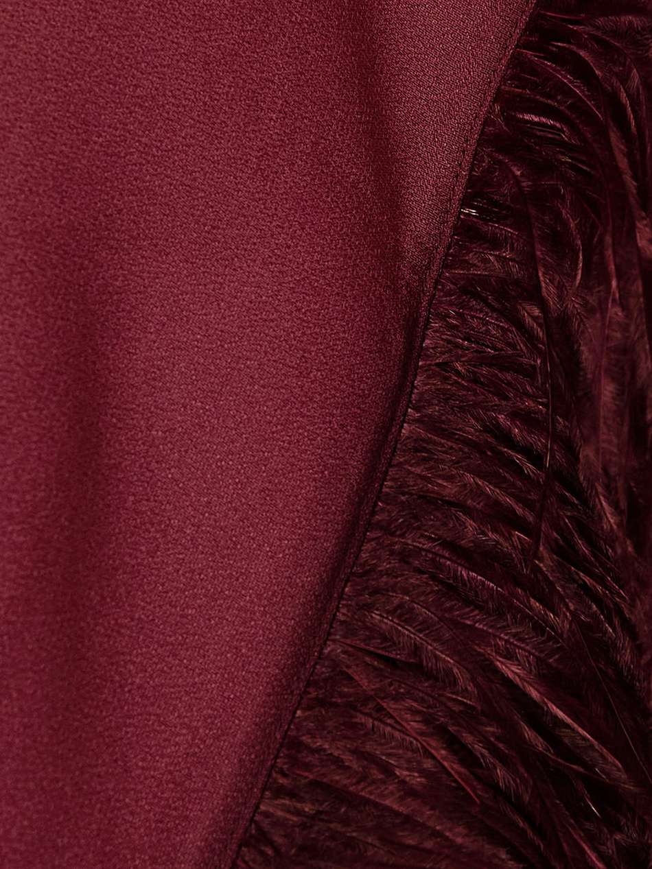 calista belted feather-trimmed crepe kaftan