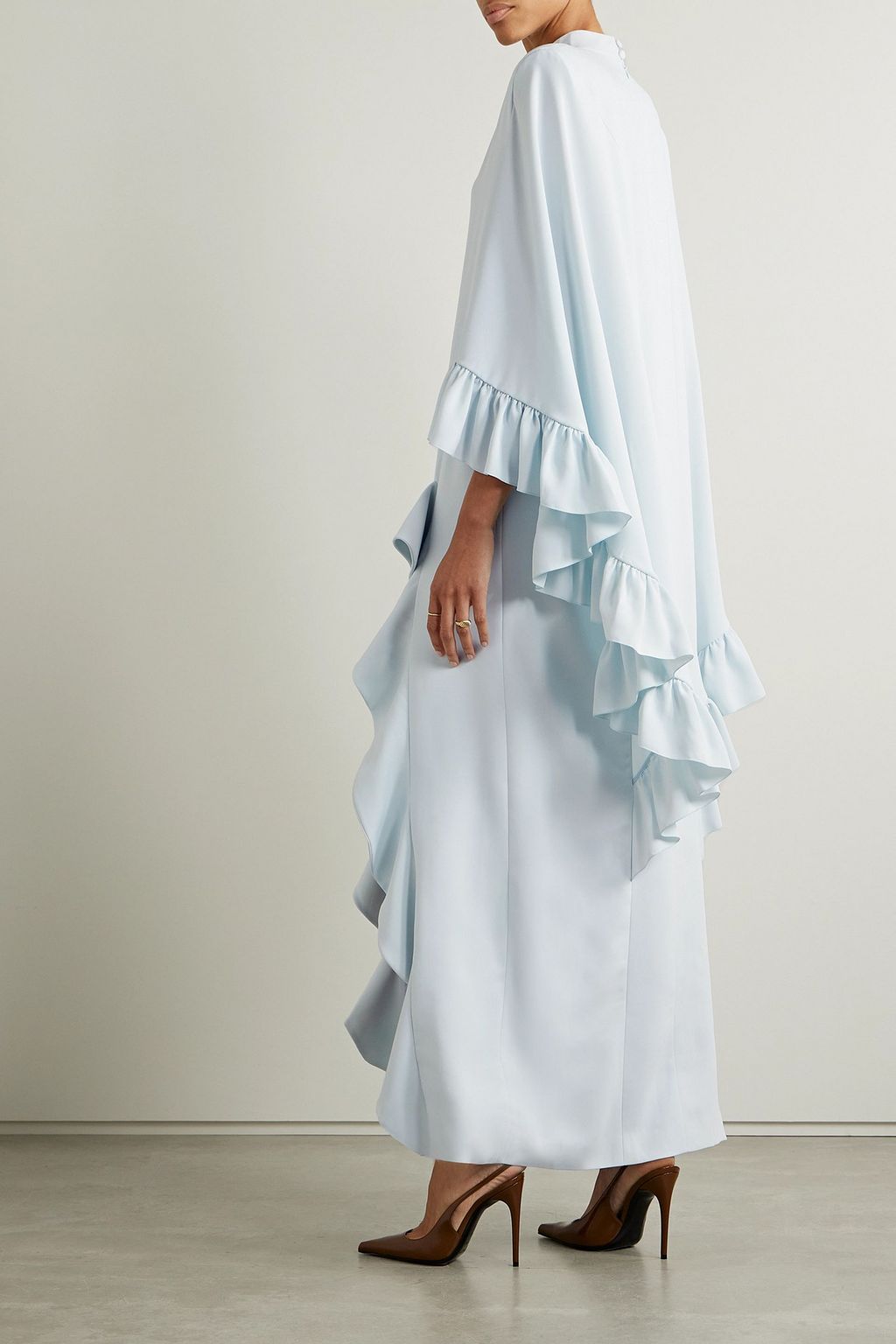 HUISHAN ZHANG Calla cape-effect ruffled crepe gown