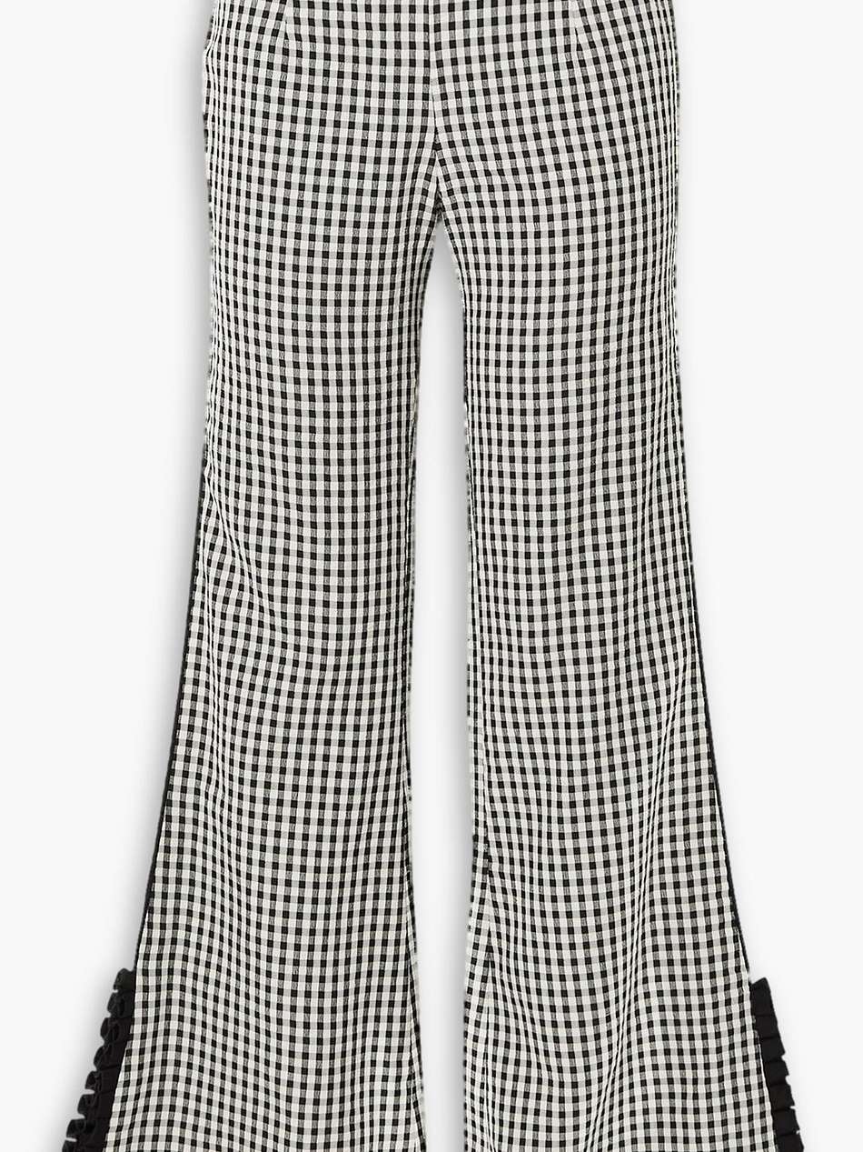 jo ruffled gingham wool-blend flared pants