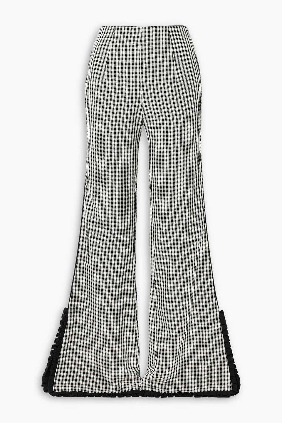 Jo ruffled gingham wool-blend flared pants