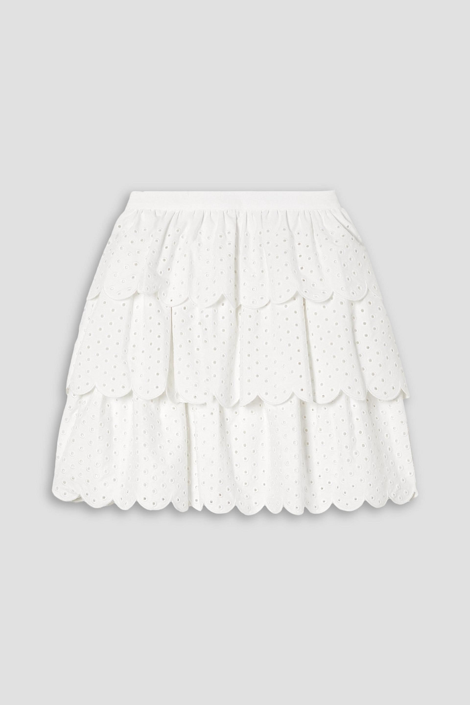 Jason Wu Scallop Tiered Eyelet Skirt In White