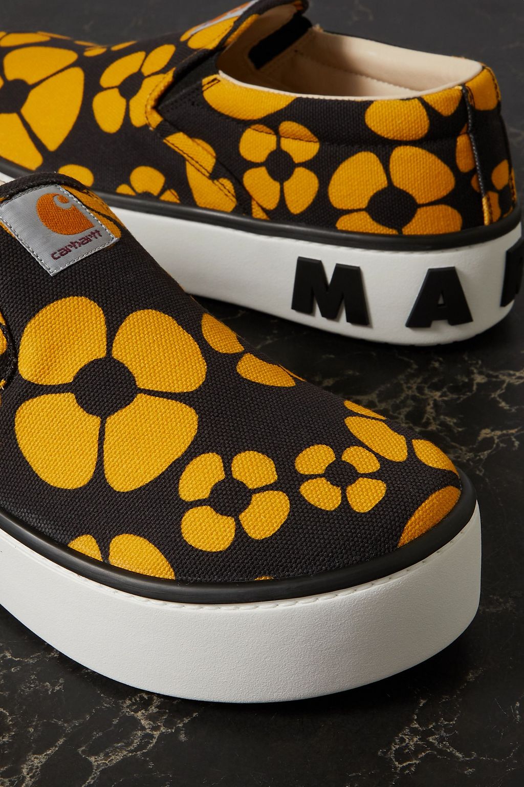 MARNI X CARHARTT WIP Carhartt WIP + حذاء سنيكرز سهل الانتعال من قطن كنفا بطبعة أزهار
