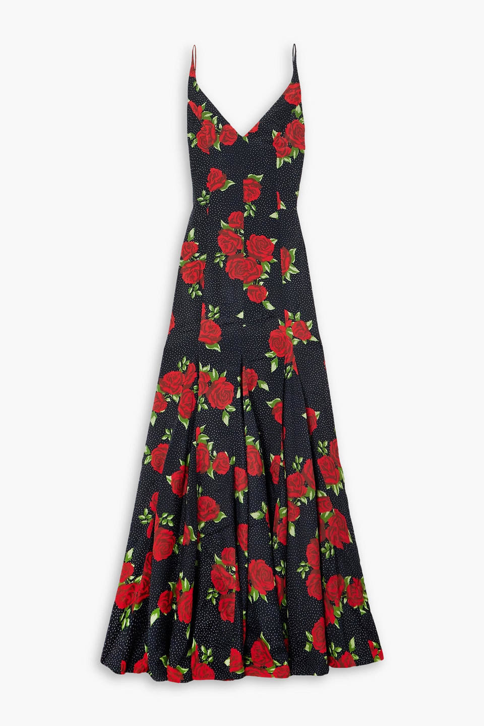 Markarian Marylin Pleated Floral-print Crepe De Chine Gown In Black