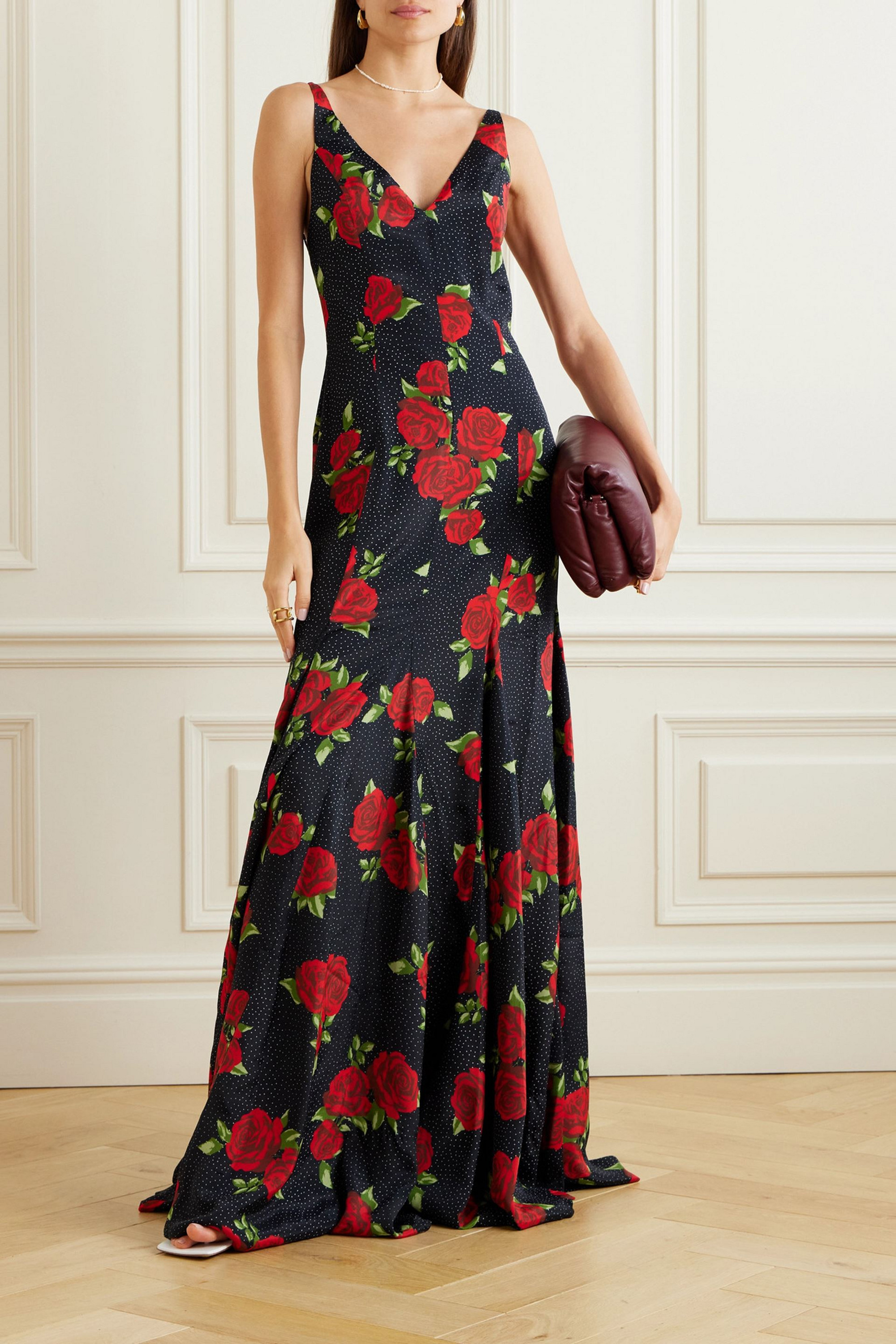 Markarian Marylin pleated printed crepe de chine gown