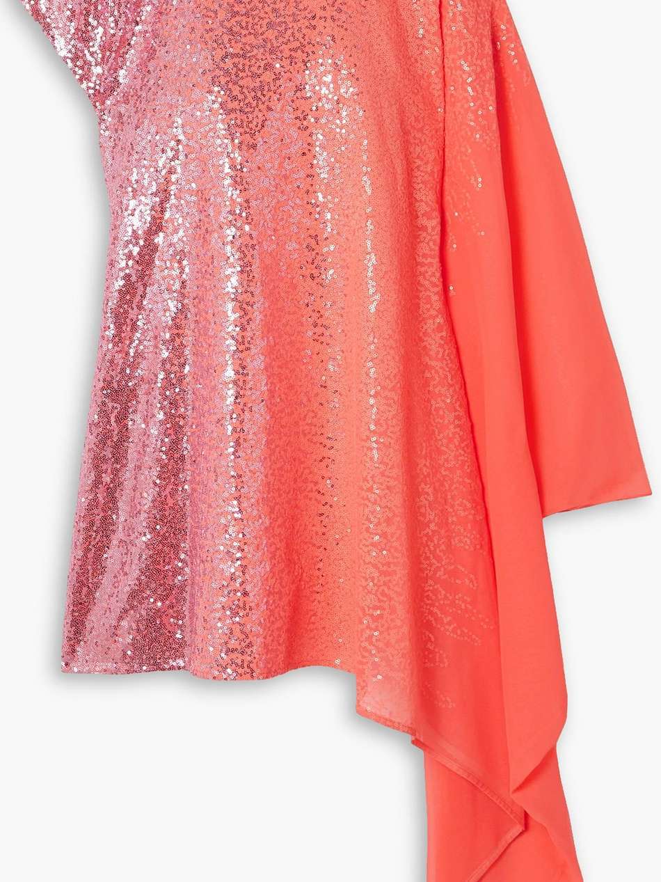 asymmetric sequin-embellished ombré chiffon mini dress