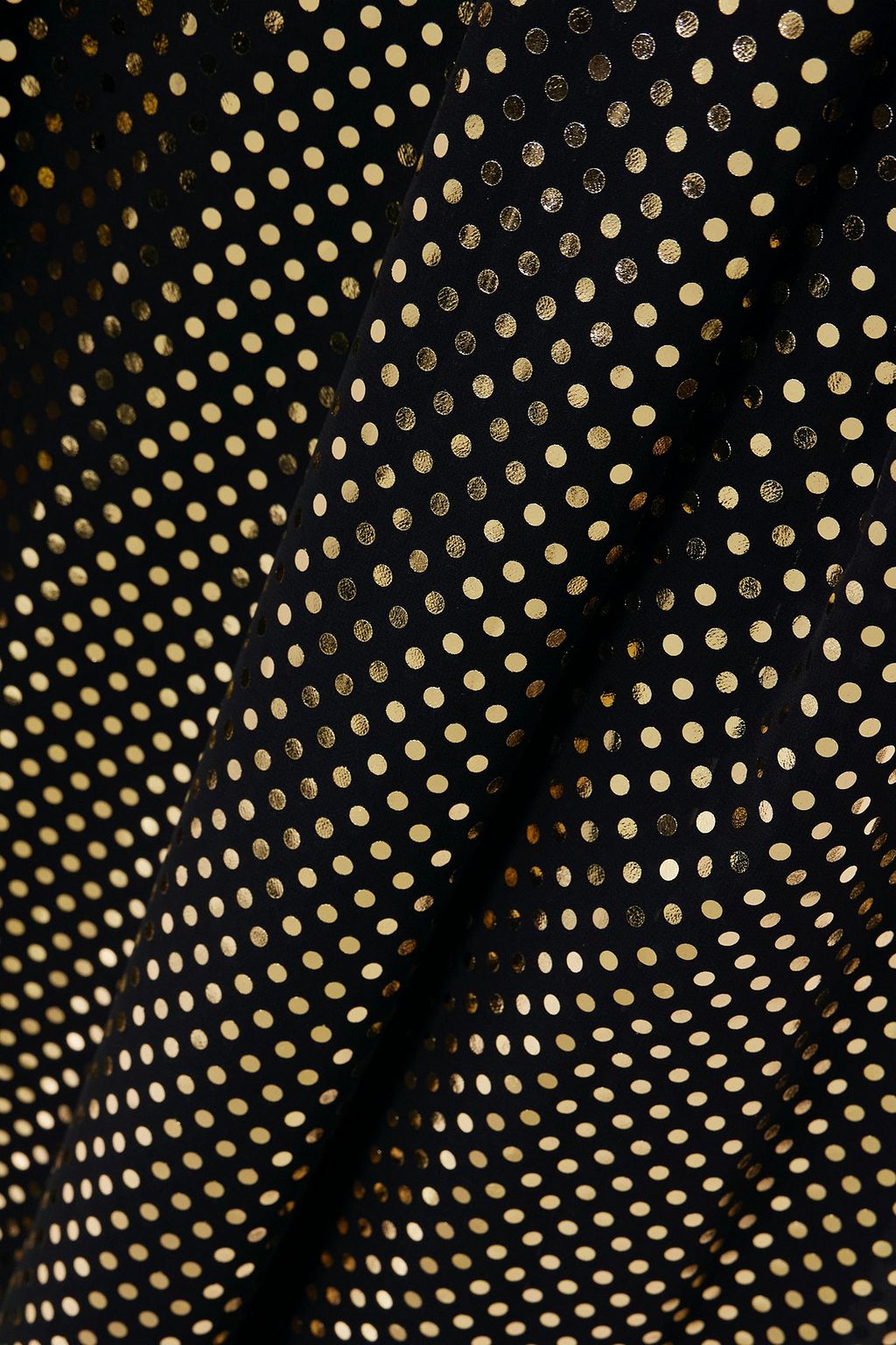 HALPERN One-shoulder bow-detailed metallic polka-dot chiffon gown