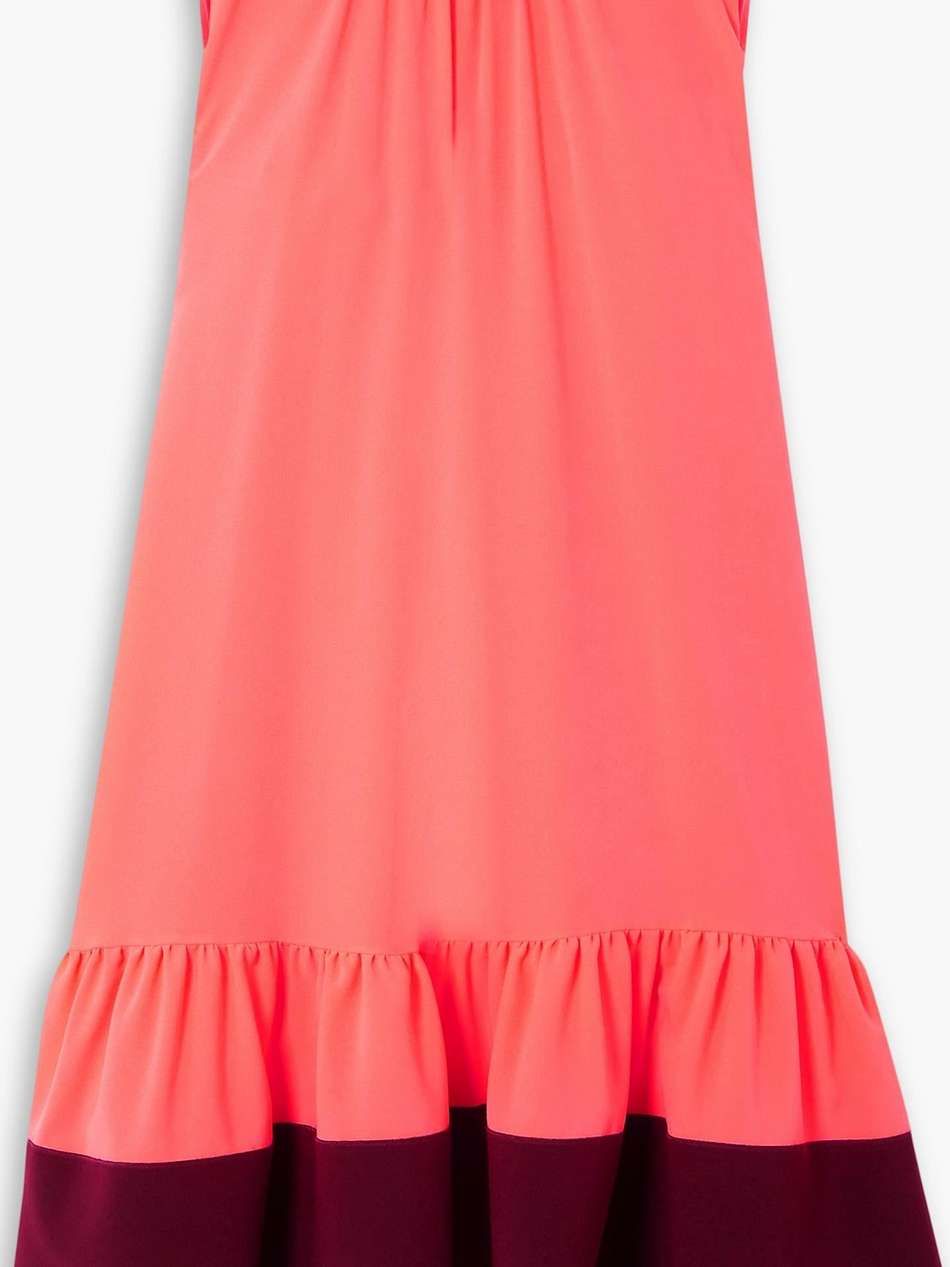 fuerza ruffled two-tone neon crepe mini dress