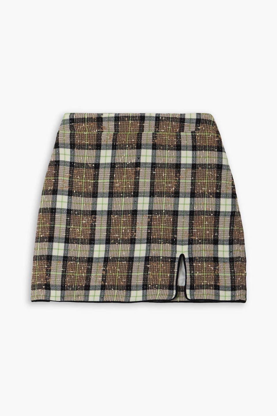Rowen Rose Checked Tweed Mini Skirt In Taupe