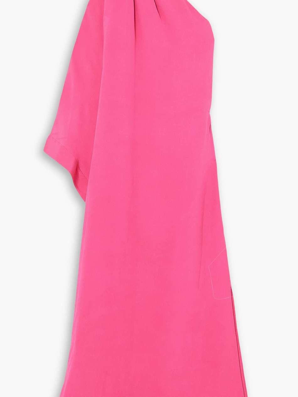 one-shoulder draped silk-satin gown