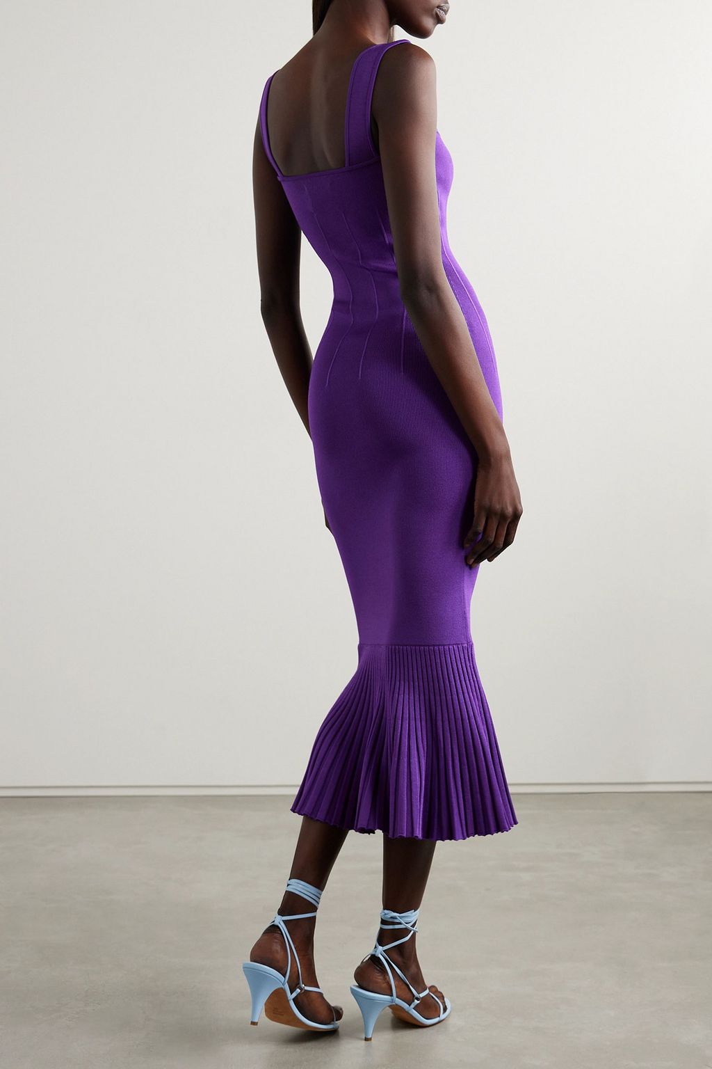 GALVAN  LONDON Atalanta pleated recycled stretch-knit midi dress