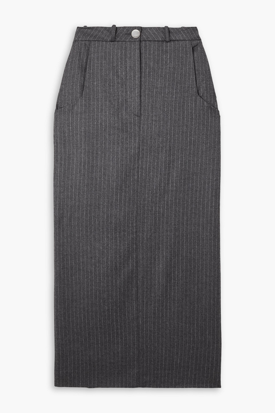 Pinstriped wool and cashmere-blend maxi skirt
