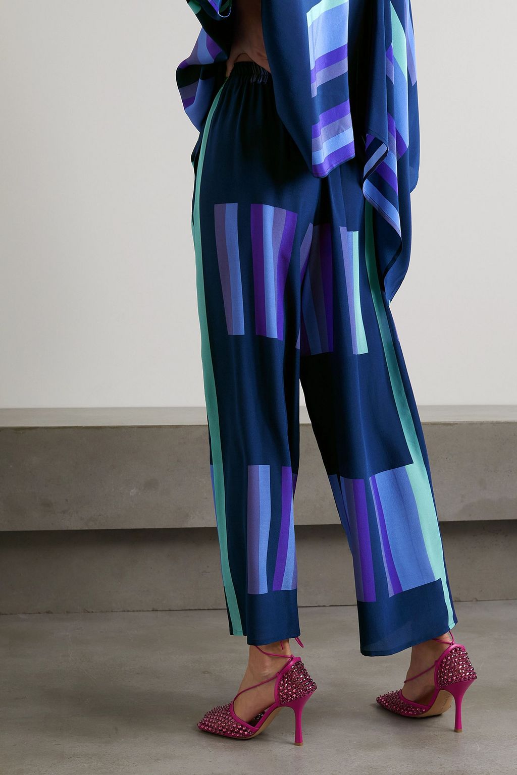 LOUISA PARRIS The Lisbon printed silk crepe de chine wide-leg pants