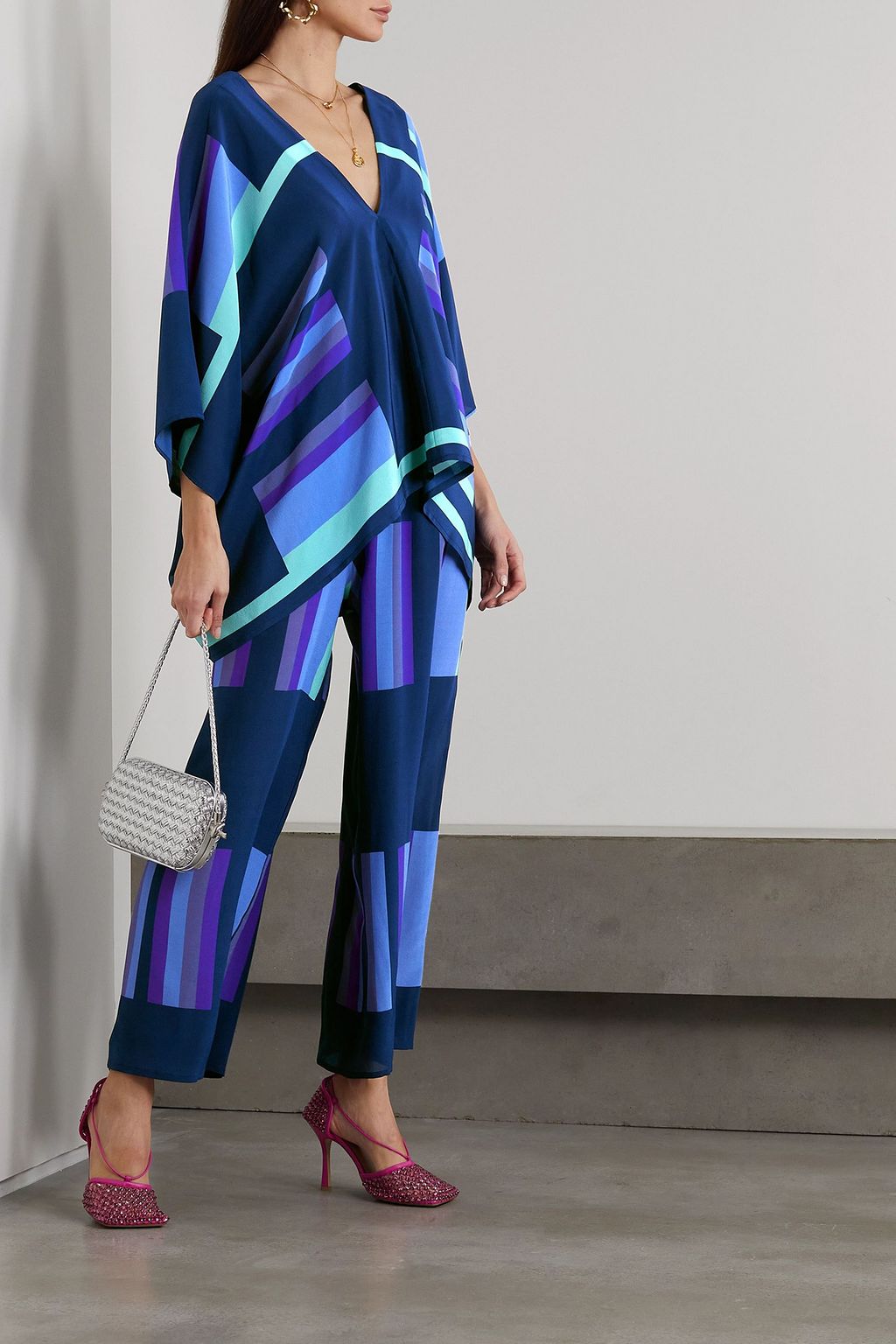 LOUISA PARRIS The Lisbon printed silk crepe de chine wide-leg pants