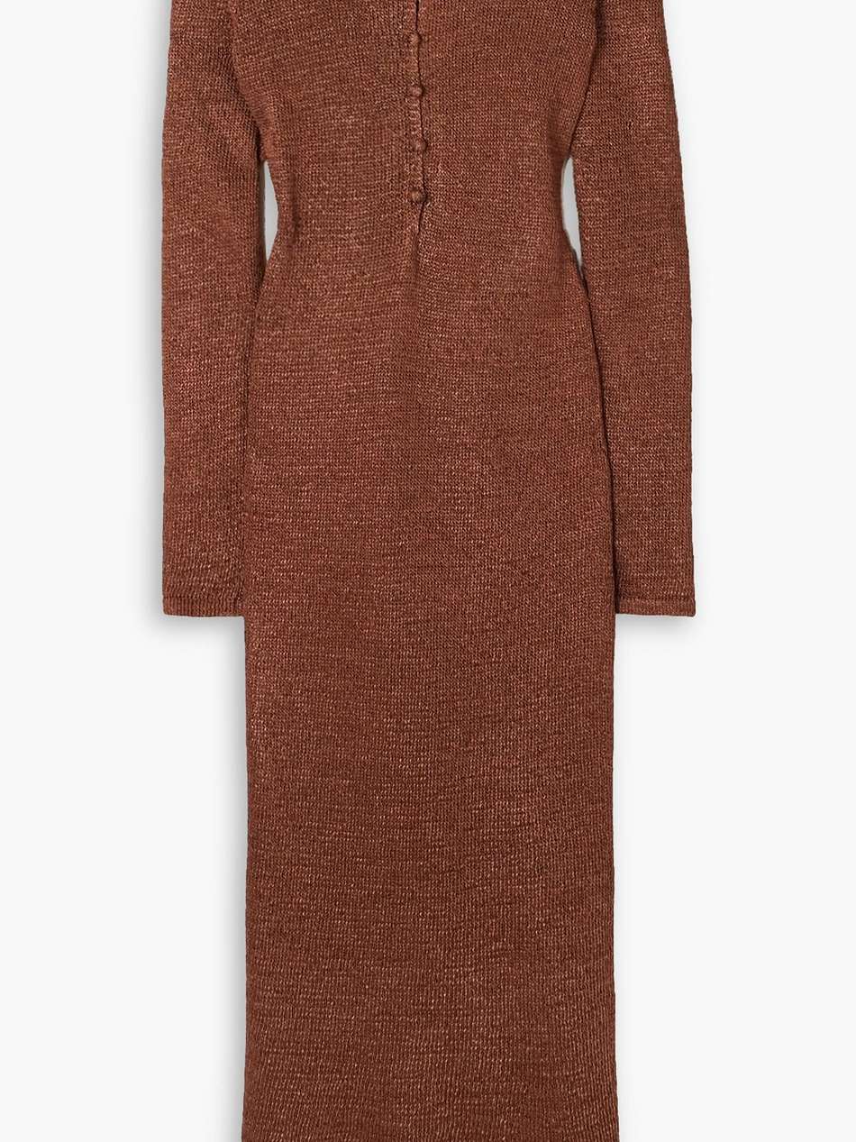 metallic knitted midi dress