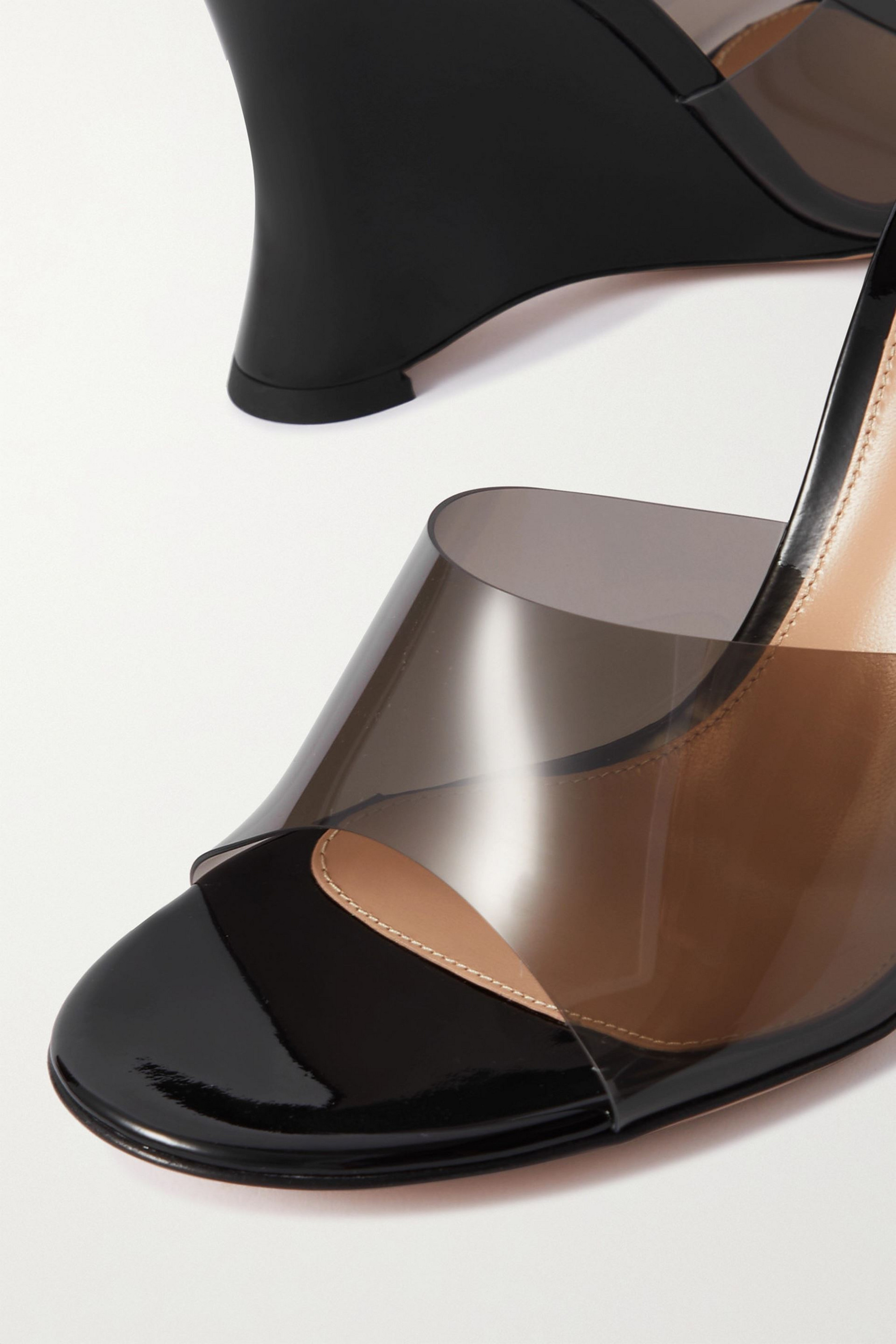 GIANVITO ROSSI Futura 95 patent-leather and PVC wedge sandals