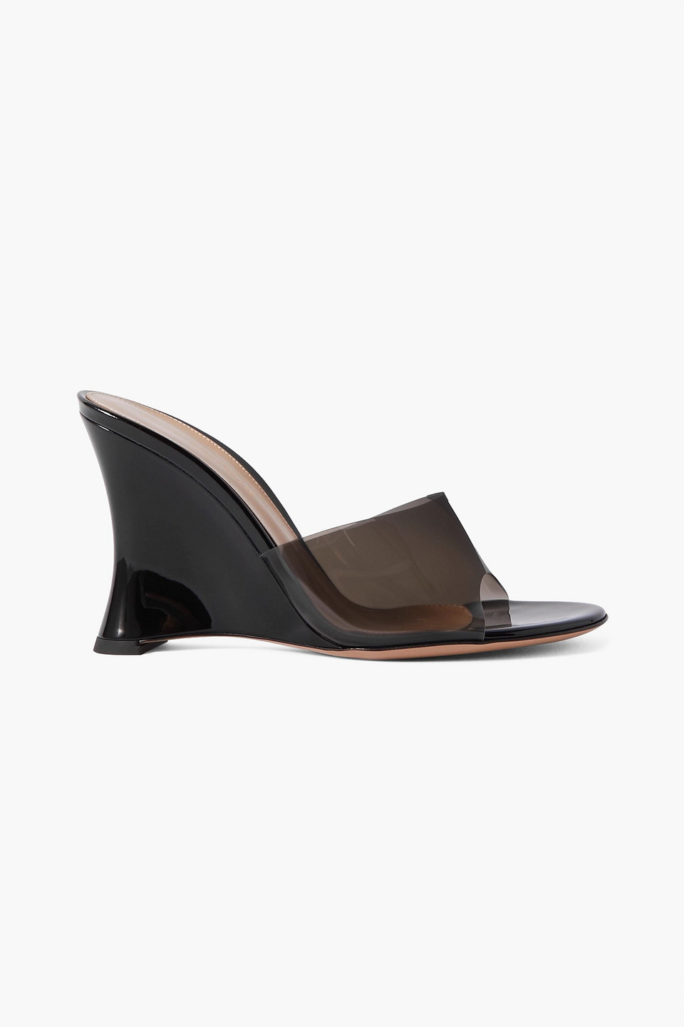 Shop Gianvito Rossi Futura 95 Patent-leather And Pvc Wedge Sandals In Black