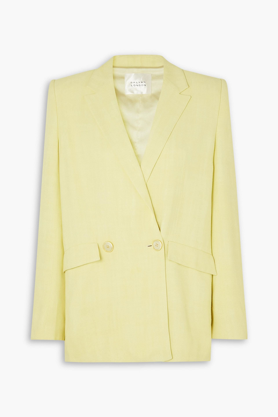 Galvan Boyfriend Woven Blazer In Pastel Yellow