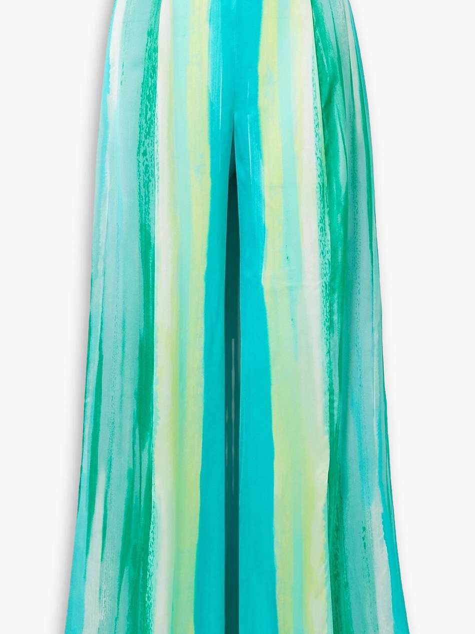 striped satin wide-leg pants