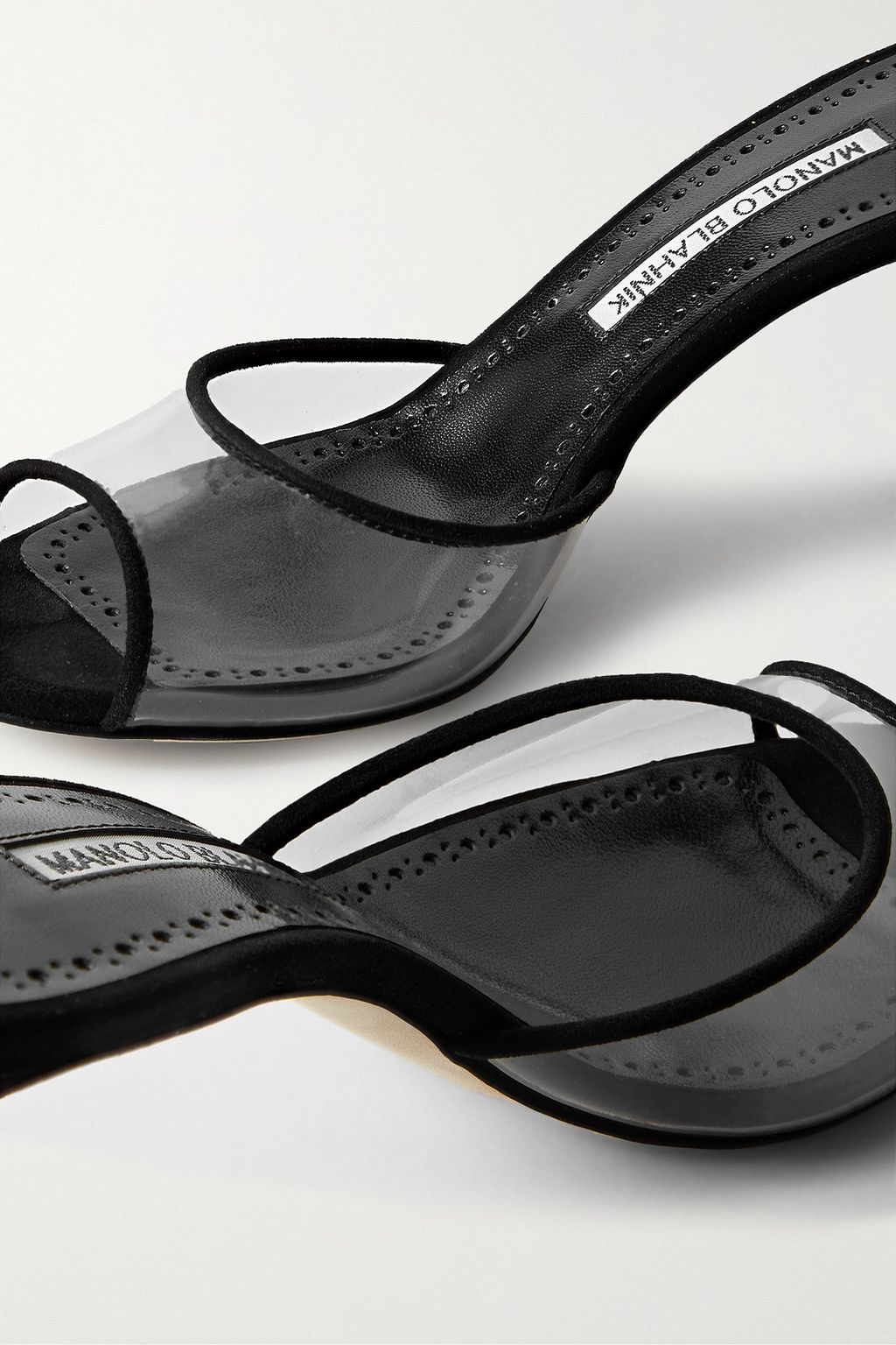 MANOLO BLAHNIK Jadifa suede-trimmed PVC mules