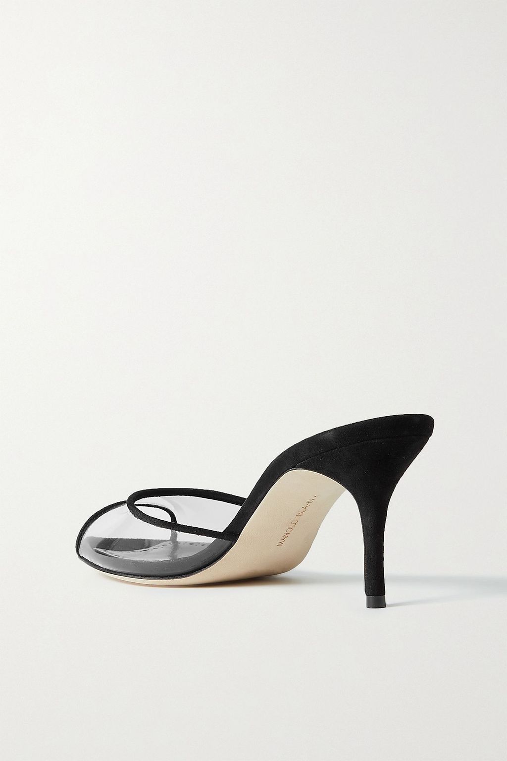 MANOLO BLAHNIK Jadifa suede-trimmed PVC mules