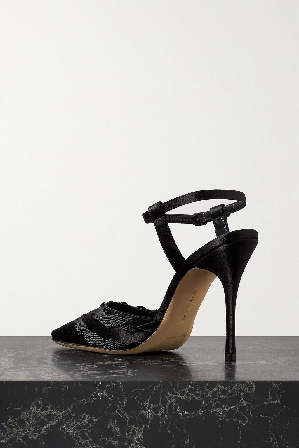 MANOLO BLAHNIK Ayma 105 grosgrain-trimmed satin pumps