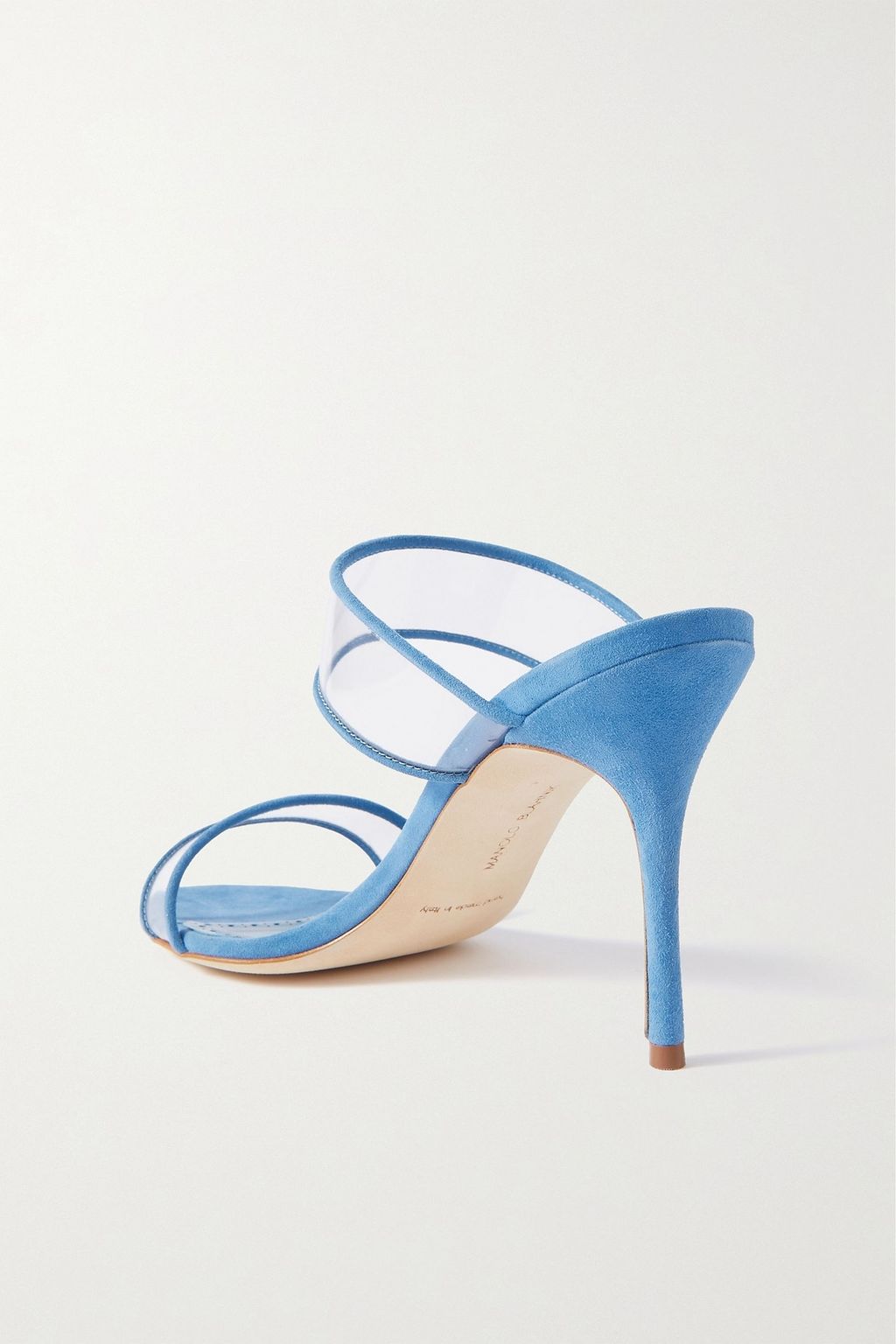 MANOLO BLAHNIK Invymu 90 PVC and suede mules