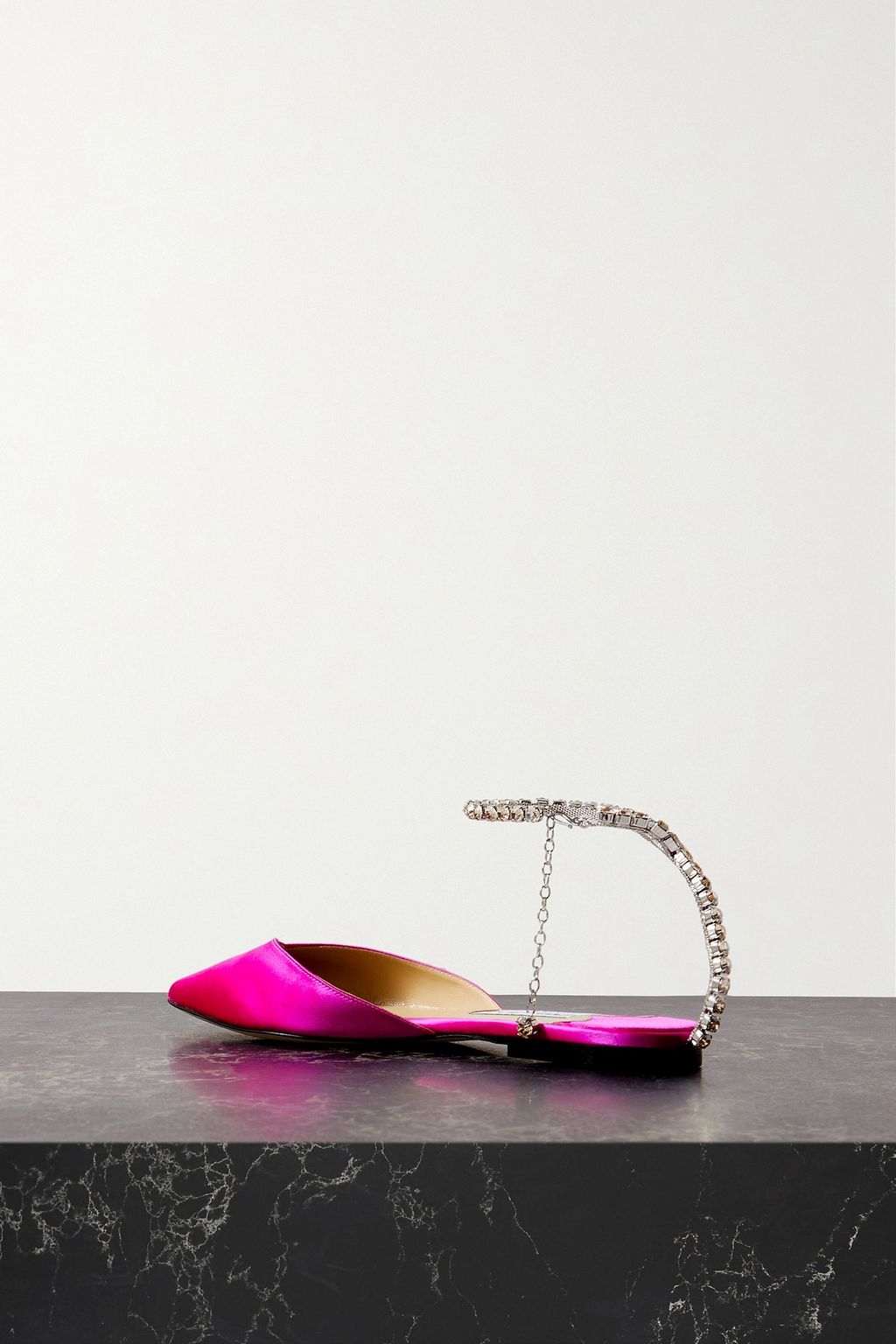 JIMMY CHOO Saeda embellished satin point-toe flats