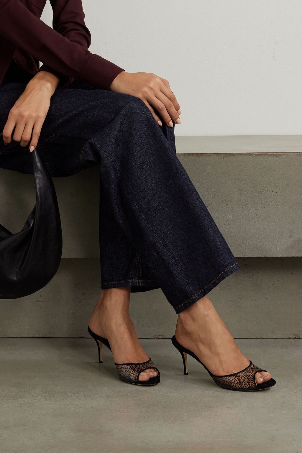 MANOLO BLAHNIK Jadifa 70 suede-trimmed PVC mules