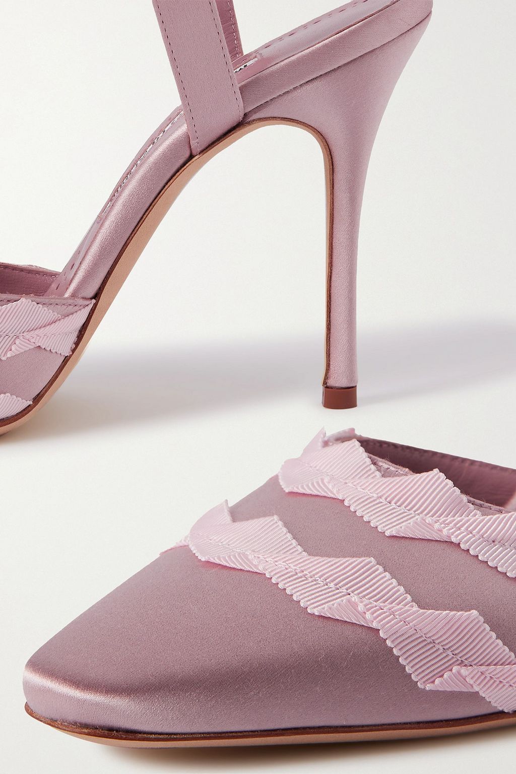 MANOLO BLAHNIK Ayma 105 grosgrain-trimmed satin pumps
