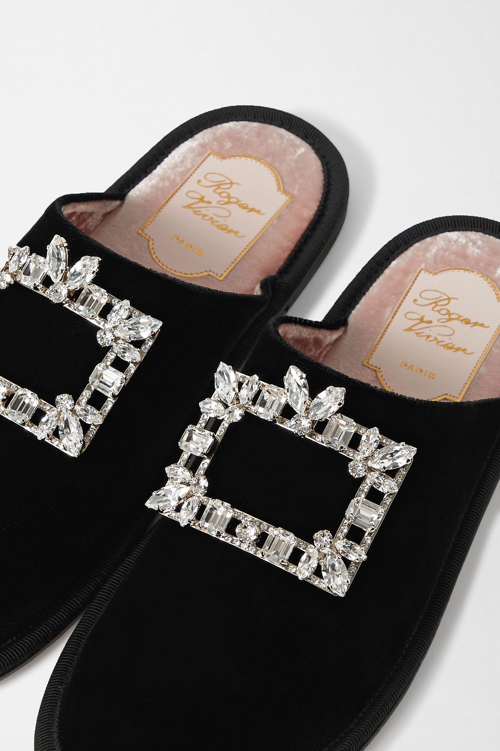 ROGER VIVIER سليبرز Hotel Vivier من المخمل المُزين بالكريستال