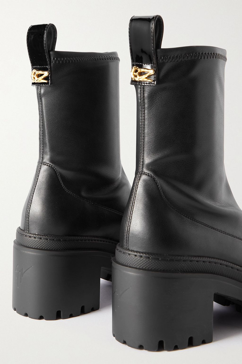 GIUSEPPE ZANOTTI Cantadora embellished patent-trimmed faux leather ankle boots