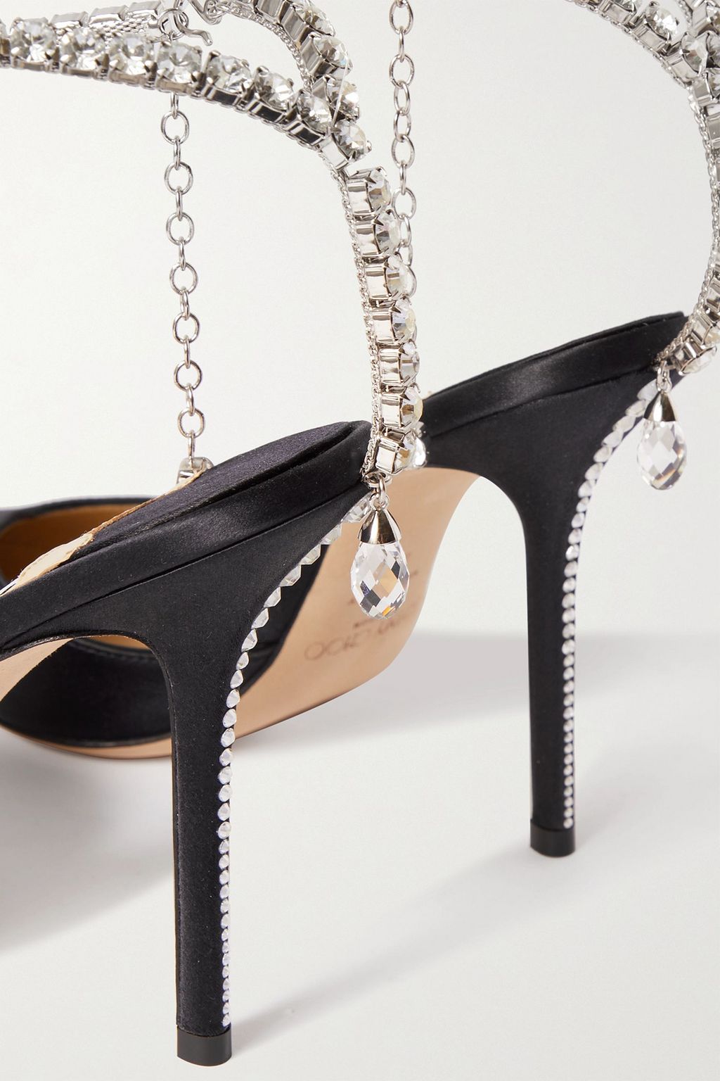 JIMMY CHOO Crystal-embellished satin pumps