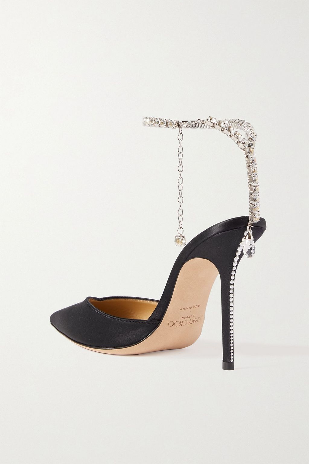 JIMMY CHOO Crystal-embellished satin pumps