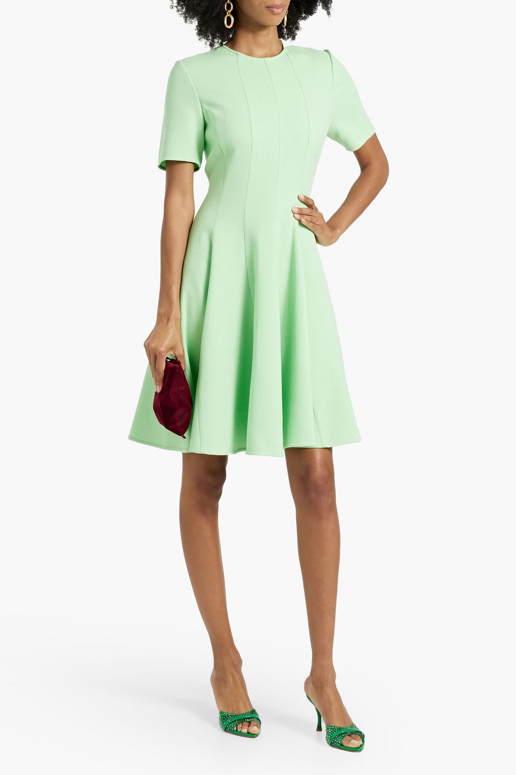OSCAR DE LA RENTA Fluted wool-blend crepe mini dress