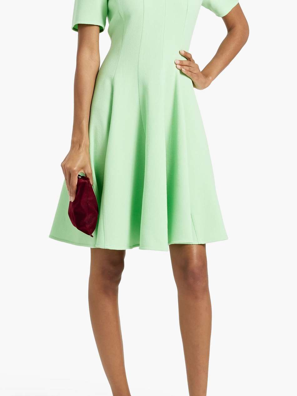 fluted wool-blend crepe mini dress