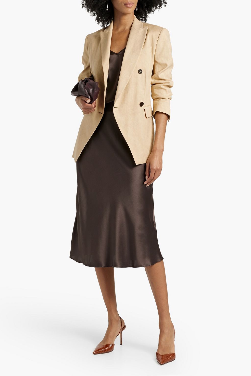 BRUNELLO CUCINELLI Double-breasted linen-blend blazer