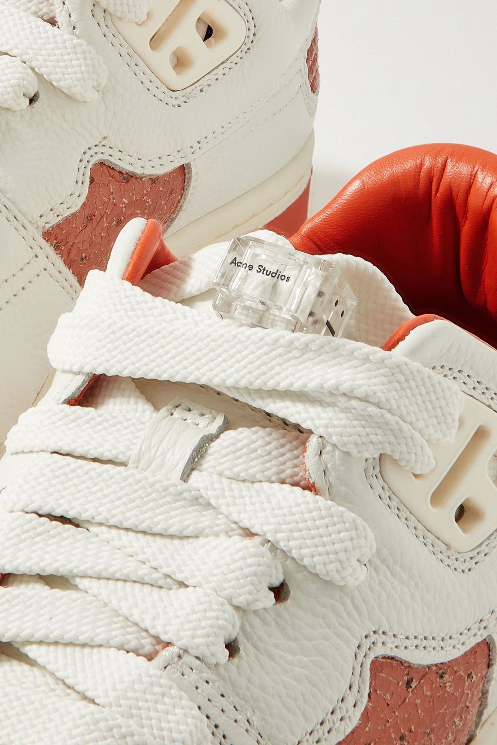 ACNE STUDIOS Two-tone textured and cracked-leather sneakers