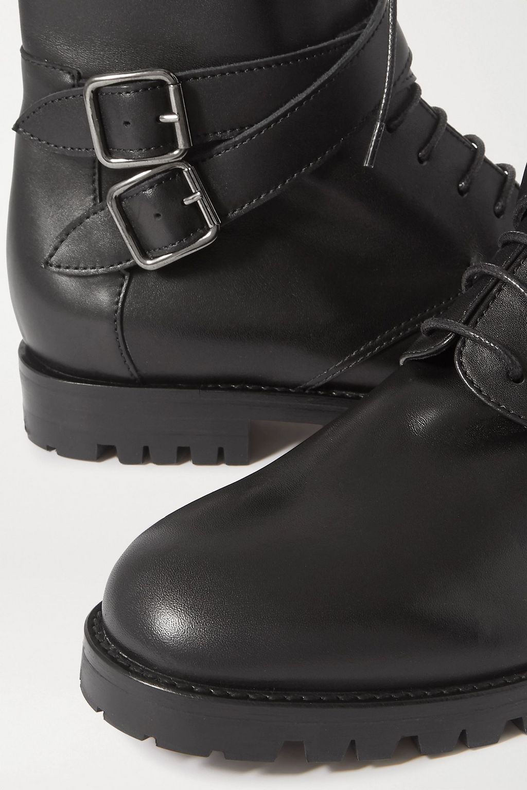 MANOLO BLAHNIK Tiniosa buckled leather ankle boots