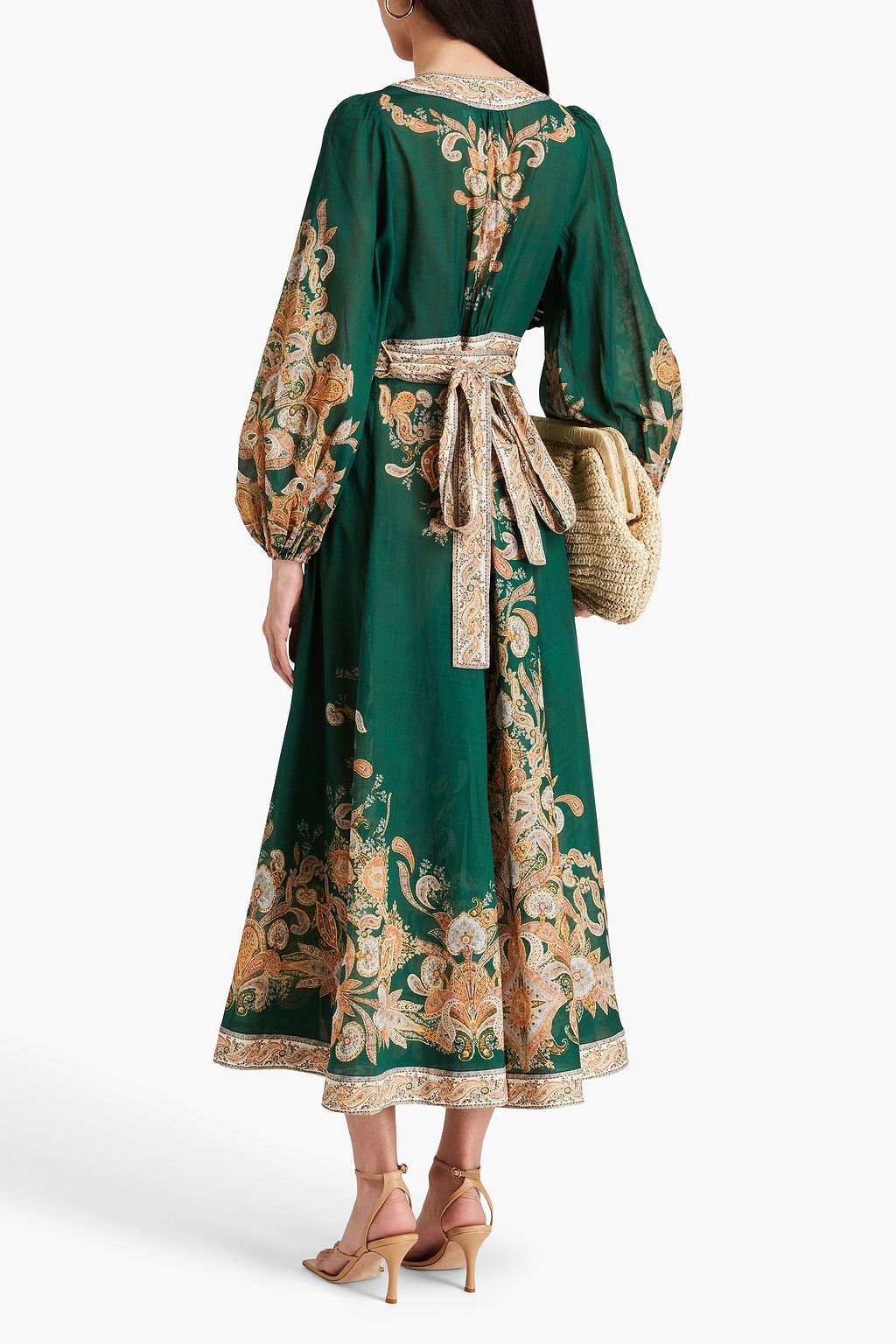 ZIMMERMANN Devi belted paisley-print cotton-voile midi wrap dress